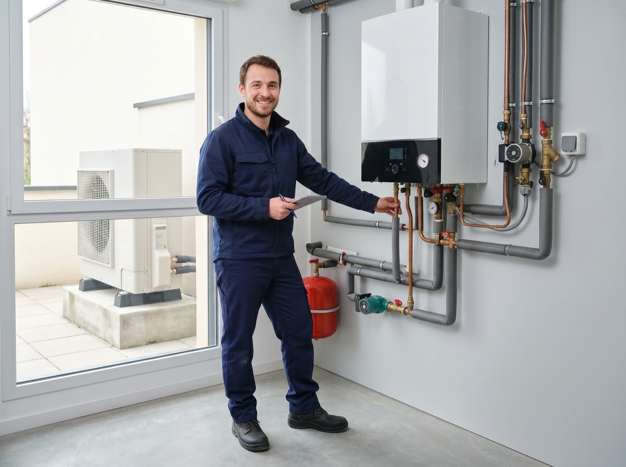 Module hydraulique d'une pompe à chaleur air/eau dans un local technique
