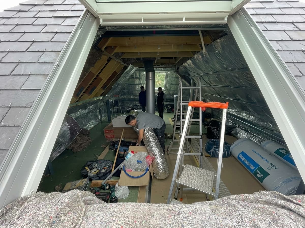 Chantier de climatisation en cours